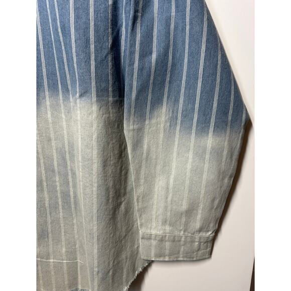White Birch Denim Perfection Can't Be Tamed Button Down Shacket Tunic Ombre 1X - Picture 12 of 13